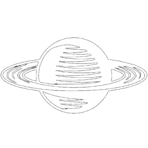 Small icon representation of Saturn in inverted colors